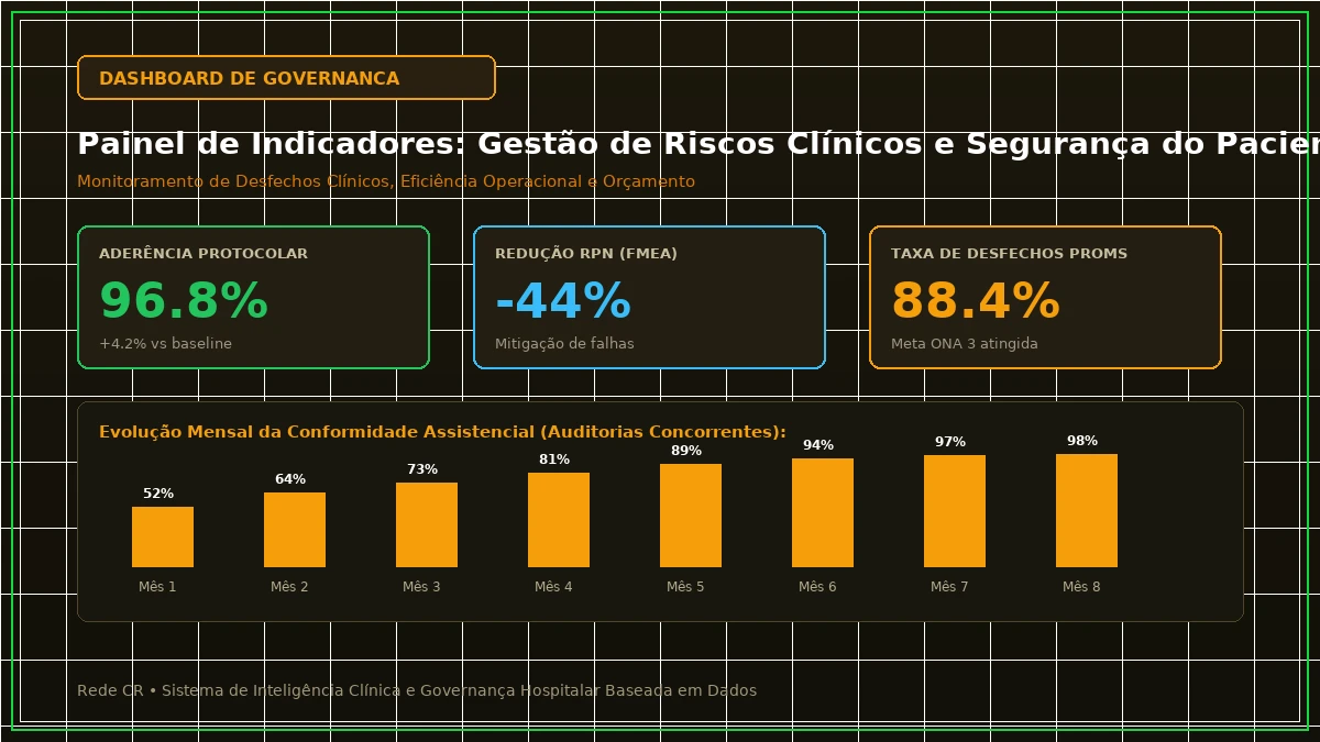 Painel Executivo de Indicadores de Gestão Hospitalar, Dashboards Clínicos e Curva S do Projeto - Gestão de Riscos Clínicos e Segurança do Paciente via Metodologia HFMEA