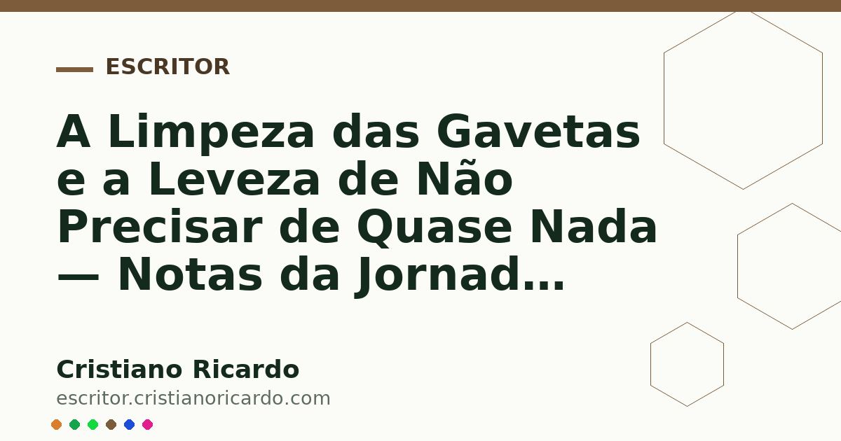 Card OG automático: A Limpeza das Gavetas e a Leveza de Não Precisar de Quase Nada — Notas da Jornada (2020)