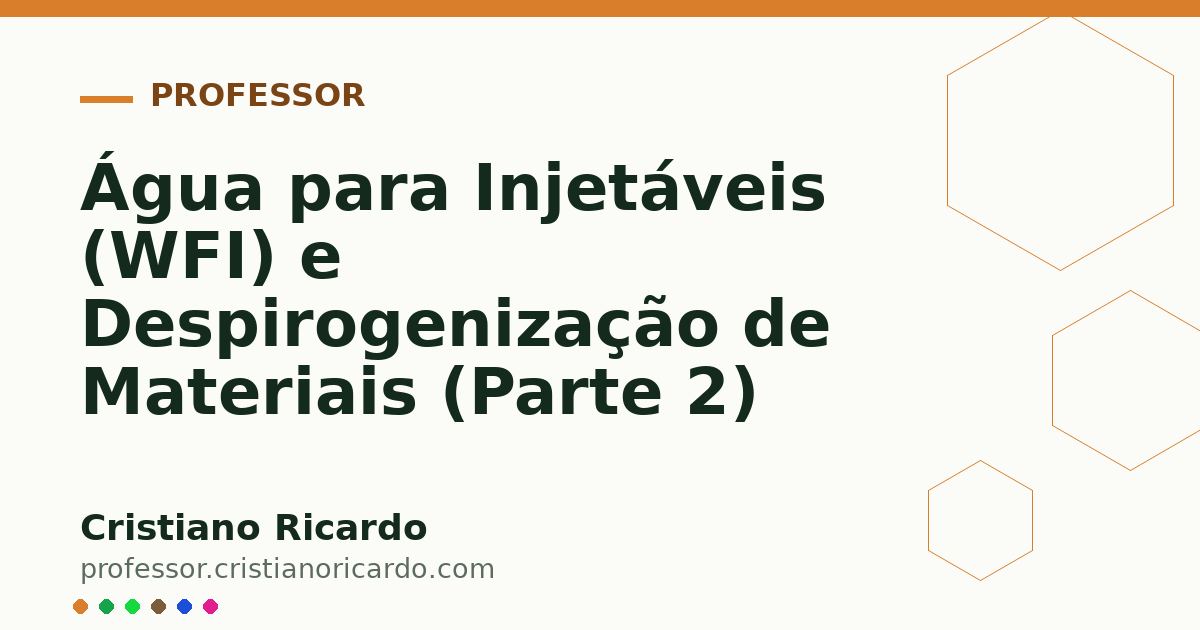 Card OG automático: Água para Injetáveis (WFI) e Despirogenização de Materiais (Parte 2)