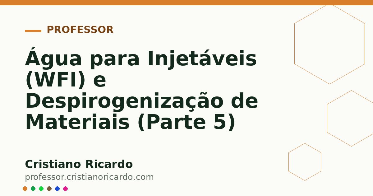 Card OG automático: Água para Injetáveis (WFI) e Despirogenização de Materiais (Parte 5)