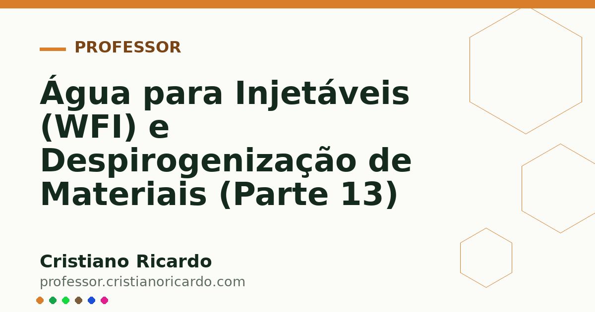 Card OG automático: Água para Injetáveis (WFI) e Despirogenização de Materiais (Parte 13)