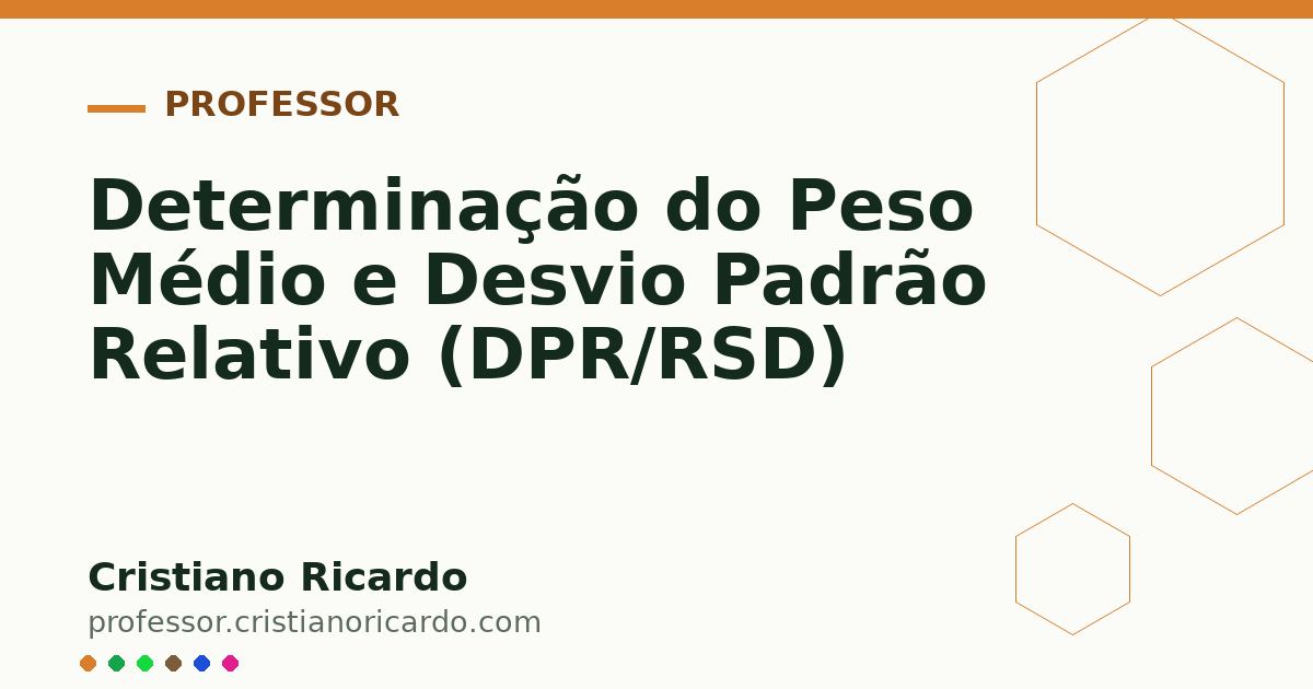 Card OG automático: Determinação do Peso Médio e Desvio Padrão Relativo (DPR/RSD)