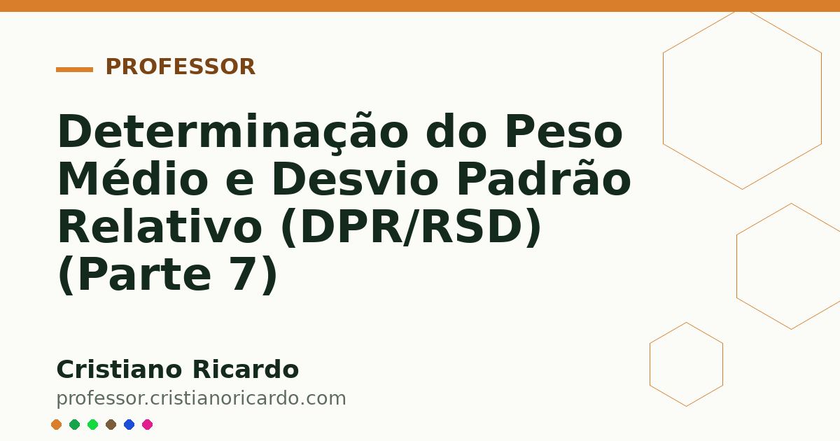 Card OG automático: Determinação do Peso Médio e Desvio Padrão Relativo (DPR/RSD) (Parte 7)