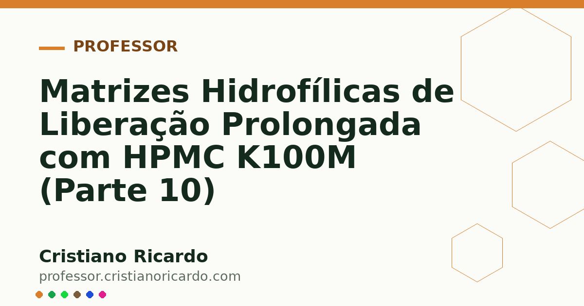 Card OG automático: Matrizes Hidrofílicas de Liberação Prolongada com HPMC K100M (Parte 10)