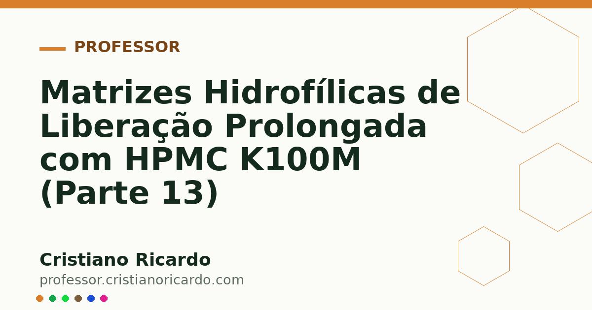Card OG automático: Matrizes Hidrofílicas de Liberação Prolongada com HPMC K100M (Parte 13)