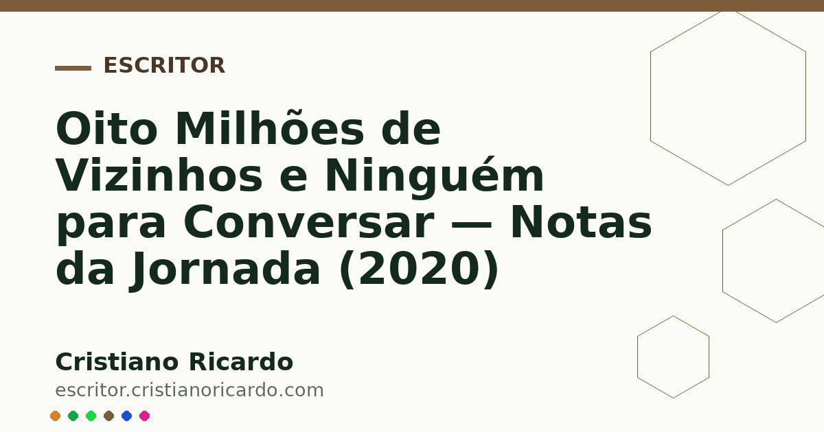 Card OG automático: Oito Milhões de Vizinhos e Ninguém para Conversar — Notas da Jornada (2020)