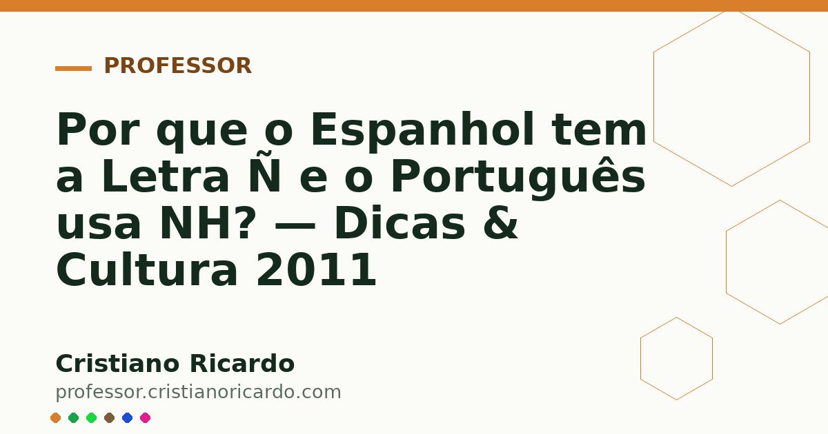 Card OG automático: Por que o Espanhol tem a Letra Ñ e o Português usa NH? — Dicas & Cultura 2011