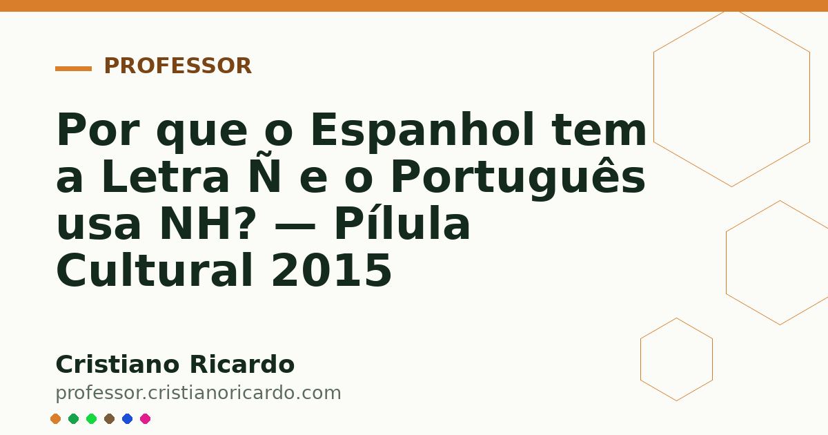 Card OG automático: Por que o Espanhol tem a Letra Ñ e o Português usa NH? — Pílula Cultural 2015