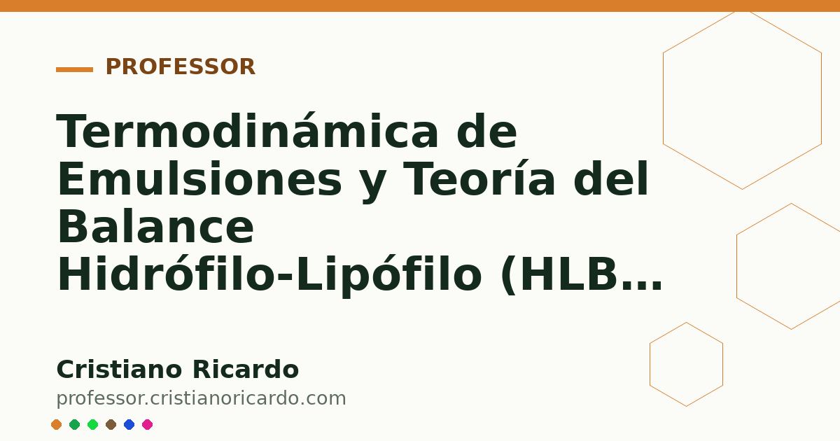 Card OG automático: Termodinámica de Emulsiones y Teoría del Balance Hidrófilo-Lipófilo (HLB) (Tratado de Farmacotecnia 2017)