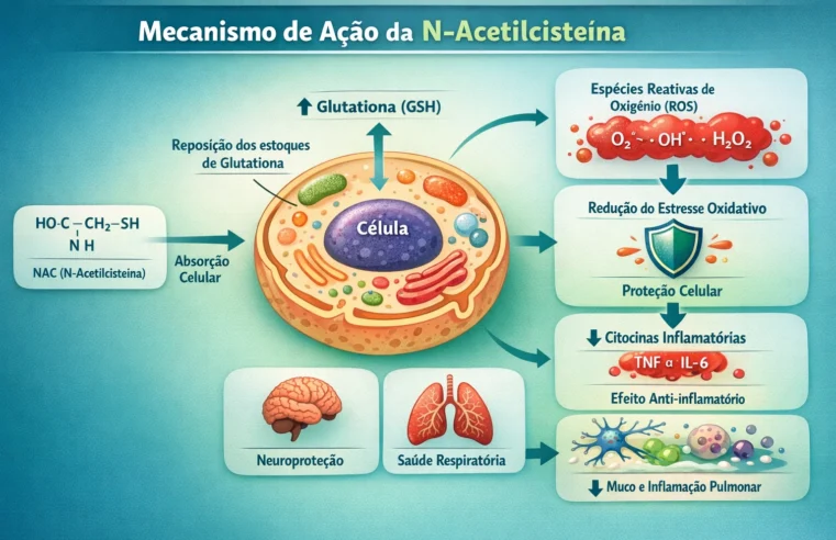 Mecanismo de ação da N‑acetilcisteína